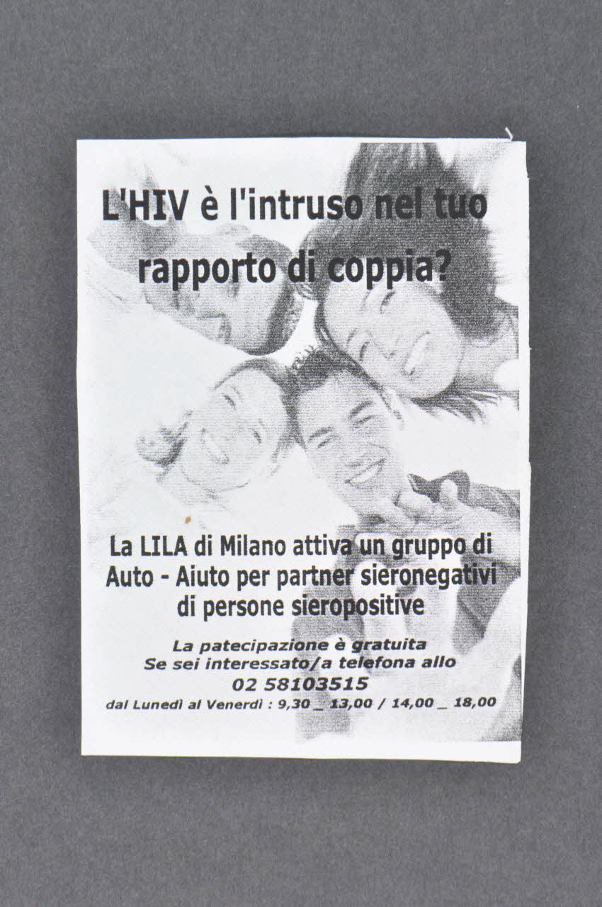 tract "L'HIV è l'intruso nel tuo rapporto di coppia ?" (Le VIH est l'intrus dans ton rapport de couple ?) 2003.96.13 Photo Mucem