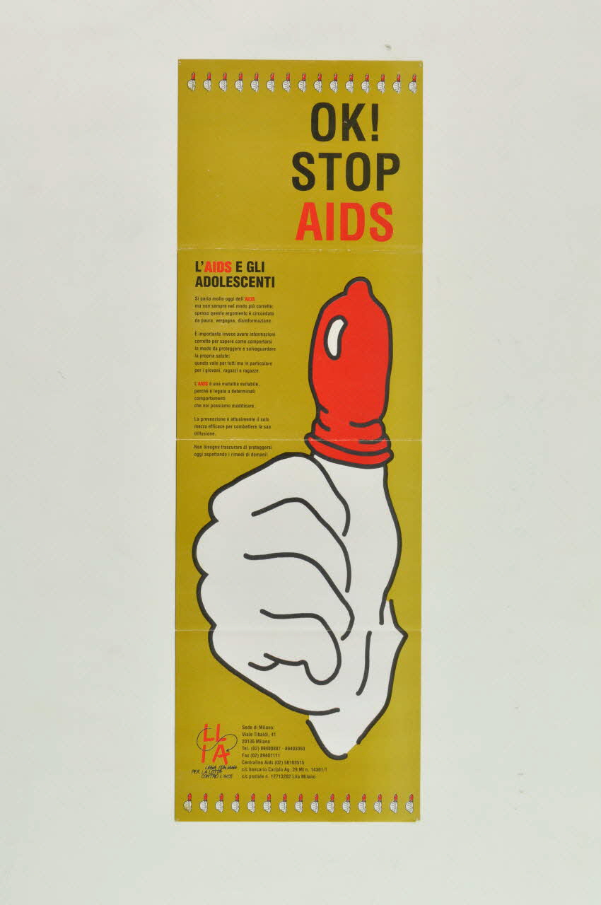 Affiche-dépliant "OK Stop AIDS / L'AIDS e gli adolescenti" (Le sida et les adolescents) 2003.96.2 Photo Mucem