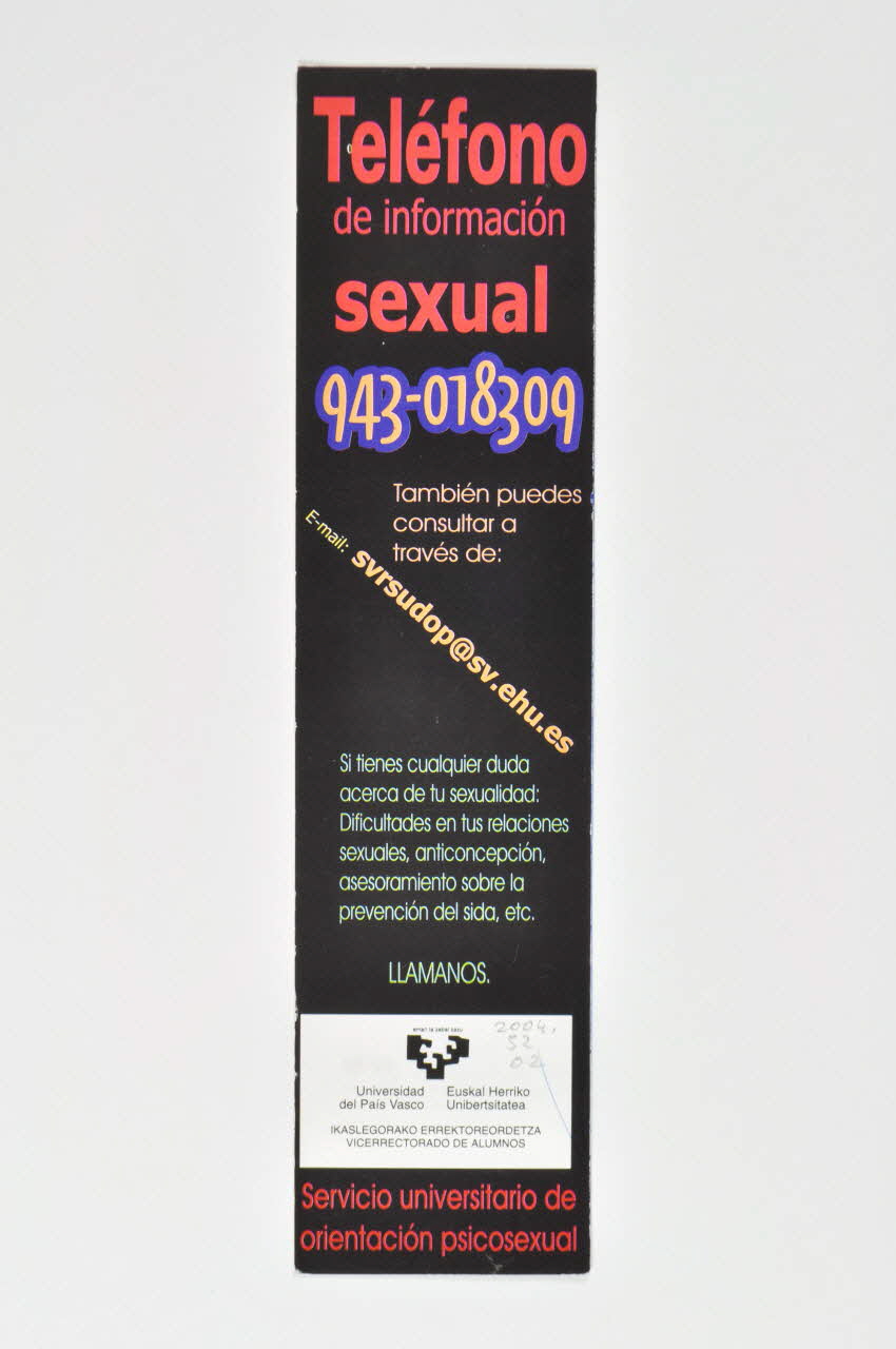 marque-page telefono de informacion sexual 2004.52.2 Photo Mucem