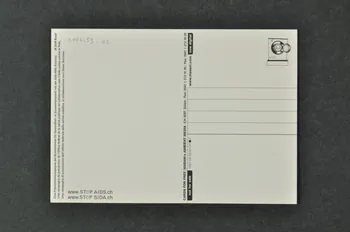 Aide Suisse Contre Le Sida, Campagne Stop Aids carte postale "A tous les accros de l'ordi : nouvelle souris, protection soft sur stick dur, connexion réussie. STOP SIDA Bretagne, France 2003 2004.53.3 Photo Mucem
