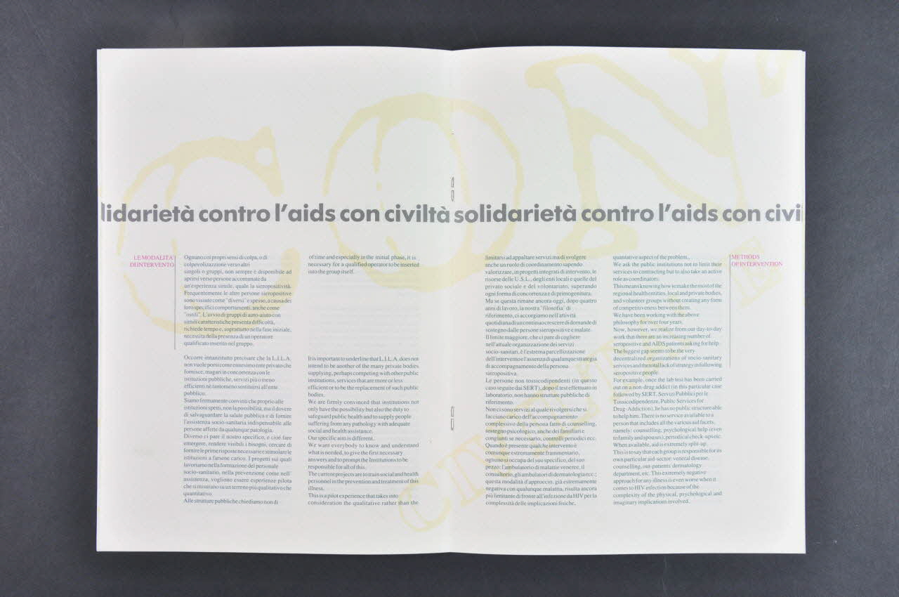 BROCHURE "Solidarieta contro l'aids con civilta" Italie 1992 2003.96.4 Photo Mucem