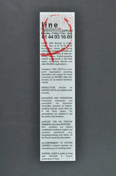 Facts Line marque-page "Facts line.  Anonymous HIV Information and support." France 2003 2003.97.15  Photo Mucem