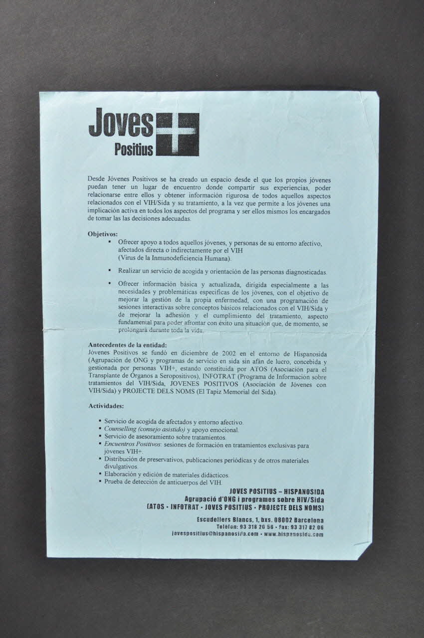 Joves Positius tract Tract "Joves positius" Espagne 2003 2003.97.4 Photo Mucem
