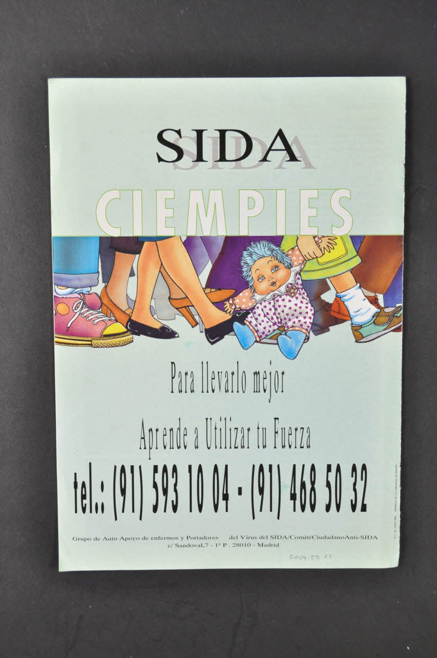 Grupo De Auto Apoyo De Enfermos Y Portadores Del BROCHURE "SIDA Ciempies. Per llevarlo mejor. Aprende a utilizar tu Fuerza" (SIDA Mille pattes. Pour mieux le supporter. Apprends à utiiser ta force) Espagne 1990 2004.55.11 Photo Mucem