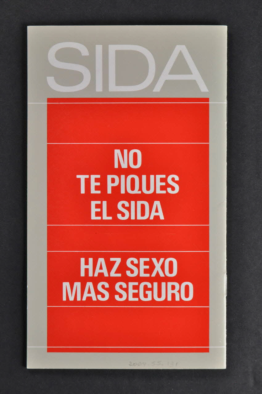 Espagne. Ministerio de sanidad y consumo BROCHURE "SIDA No te piques el sida. Haz sexo mas seguro" (Ne te piques pas le sida. Pratique le safer sex) Espagne 1987 2004.55.131 Photo Mucem
