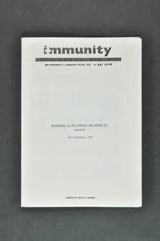 BROCHURE Immunity. Society for HIV research and education" (Immunity. Société pour la recherche sur le VIH et l'éducation) Grande Bretagne 1987 2004.55.136.1-2 Photo Mucem