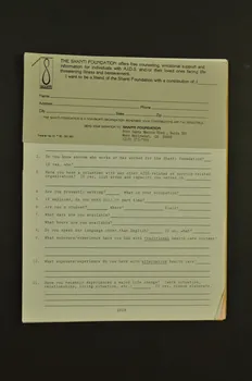 The Shanti Foundation tract "The shanti foundation" (La fondation Shanti) USA 1987 2004.55.137 Photo Mucem