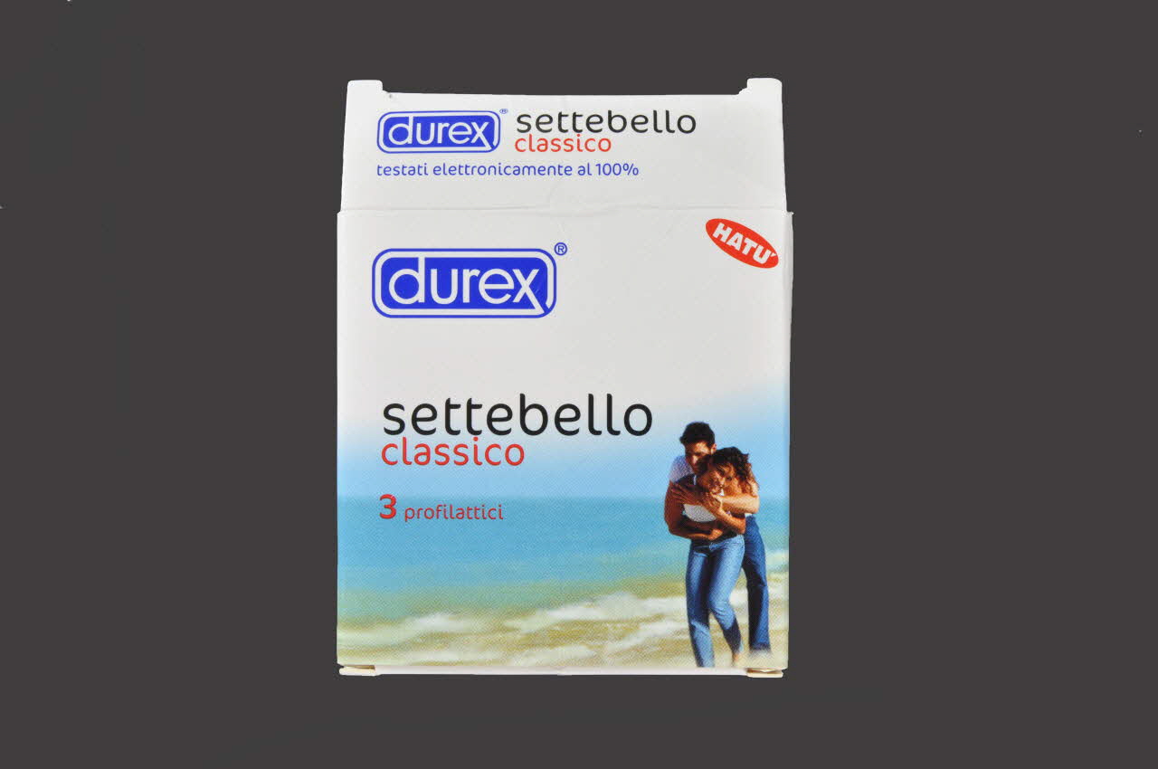 Durex boîte de préservatifs Boite de 3 préservatifs "Settebello classico" Italie 2003 2003.97.77.1 Photo Mucem