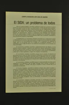 Comite Ciudadano Anti-Sida De Madrid tract "El sida : un problema de todos" (Le sida. Un problème de tous) Espagne 1988 2004.55.158 Photo Mucem