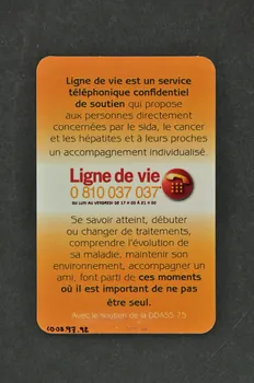 Ligne De Vie Carte d'information "Ne vivez pas seul avec la maladie. Donnons-nous rendez-vous" France 2003 2003.97.92 Photo Mucem