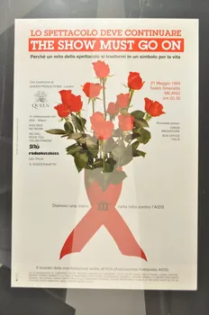 Associazione Solidarieta Aids (ASA) - Milano affiche "The show must go on" (Le spectacle doit continuer /  "Perchè un mito dello spettacolo si trasformi in un simbolo per la vita" (Pour qu'un mythe du spectacle se transforme en symbole de vie) Italie 1994/5/21 2003.98.2 Photo Mucem