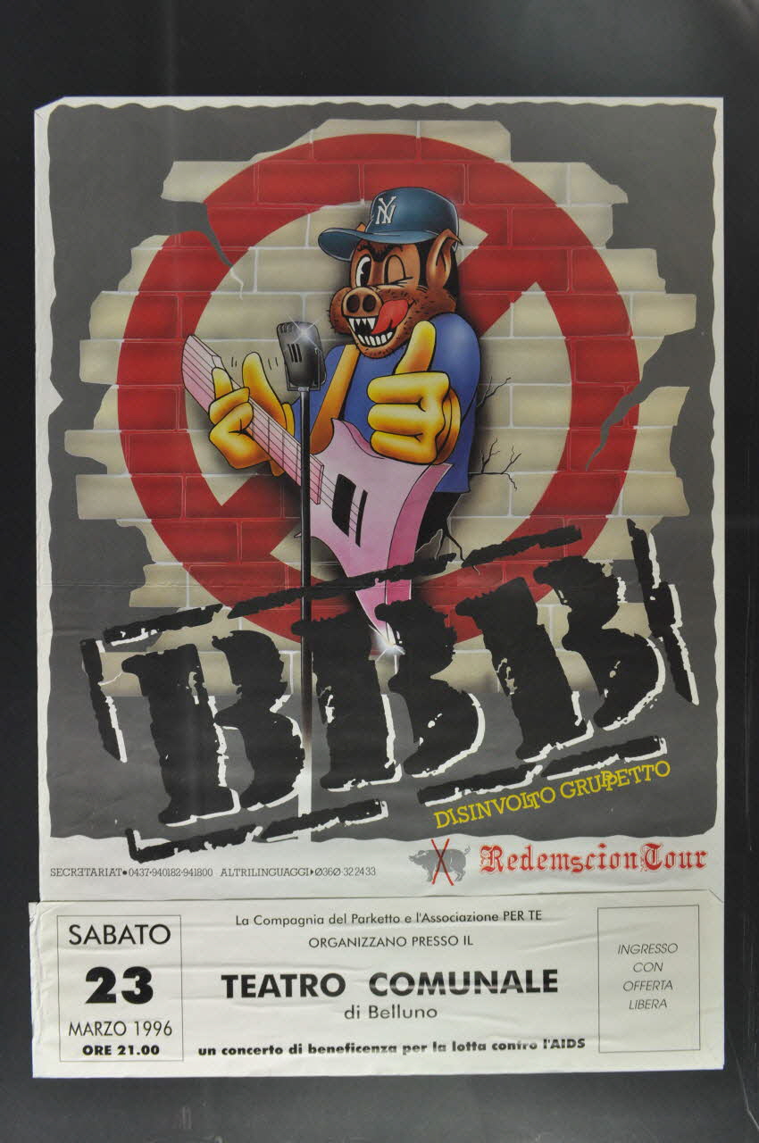 affiche "Concerto di beneficenza per la lotta contro l'AIDS" (Concert au bénéfice de la lutte contre le sida) Italie 1996/3/23 2003.98.3 Photo Mucem