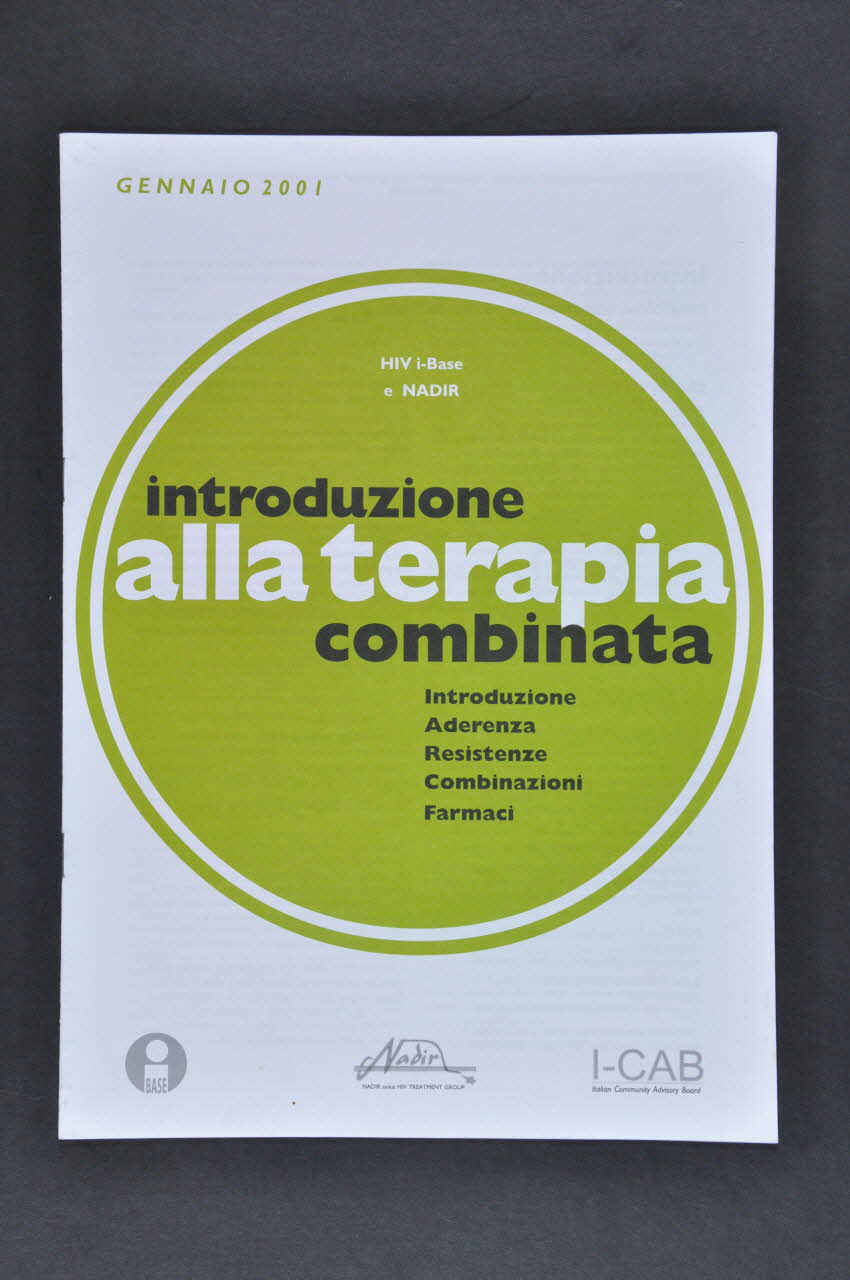 Ibase, Nadir, I-Cab BROCHURE "Introduzione alla terapia combinata" (Introduction à la trithérapie) Italie 2001/1 2003.98.32 Photo Mucem