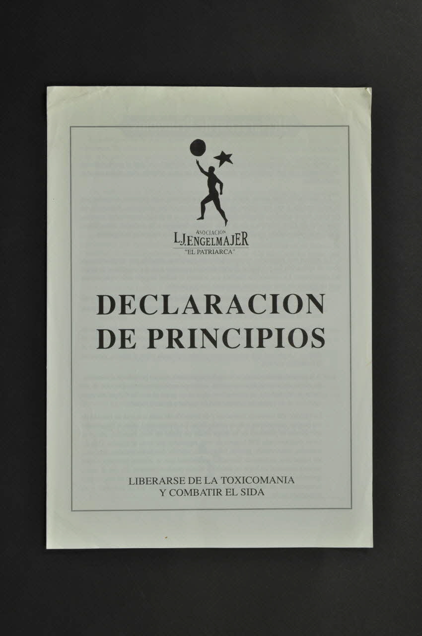 Dépliant "Declaracion de principios. Liberarse de la toxicomania y combatir el sida" (Déclaration de principes. Se libérer de la toxicomanie et combattre le sida) 2004.55.186 Photo Mucem