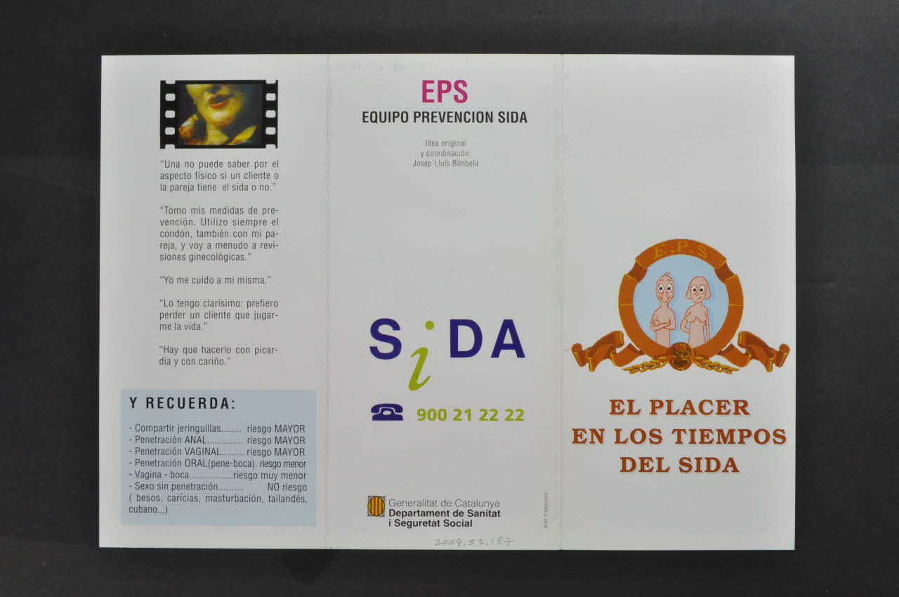 Equipo Prevencion Sida (Eps) Dépliant "El placer en los tiempos del sida" (Le plaisir en temps de sida) Espagne 1988 2004.55.187 Photo Mucem
