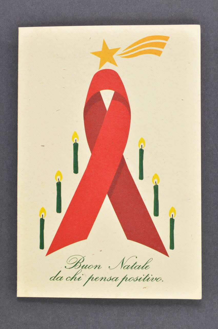 carte de Noël "Buon Natale da chi pensa positivo" (Bon Noël pour qui pense positif) 2003.98.40 Photo Mucem