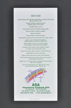 Associazione Solidarieta Aids (ASA) - Milano Dépliant " Quando un amico ha l'AIDS" (Quand un ami a le sida) Italie 1998 2003.98.48 Photo Mucem