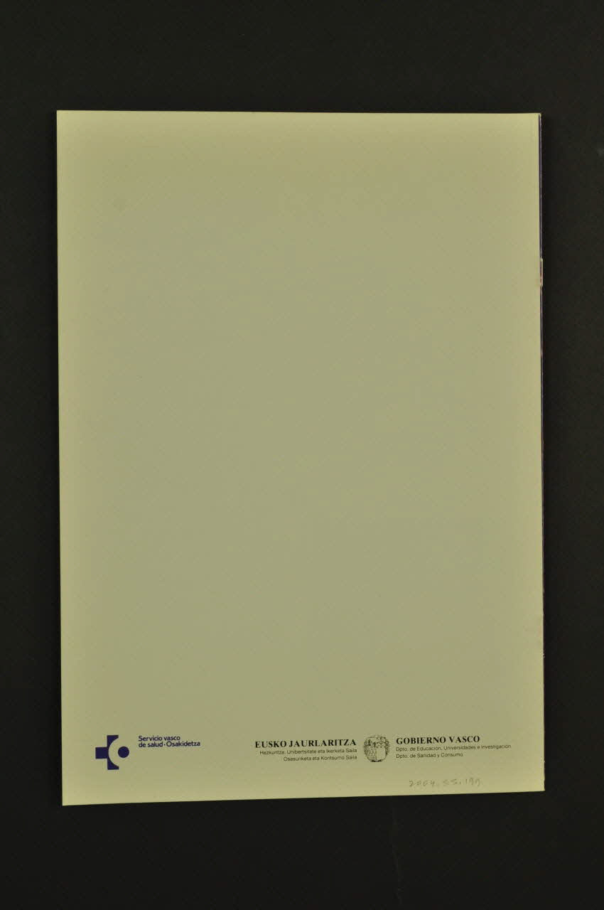 Gouvernement Basque / Département de la Santé BROCHURE "Sida. Guia del alumno" (en castillan et basque) (Guide de l'élève) Espagne 1989 2004.55.199  Photo Mucem