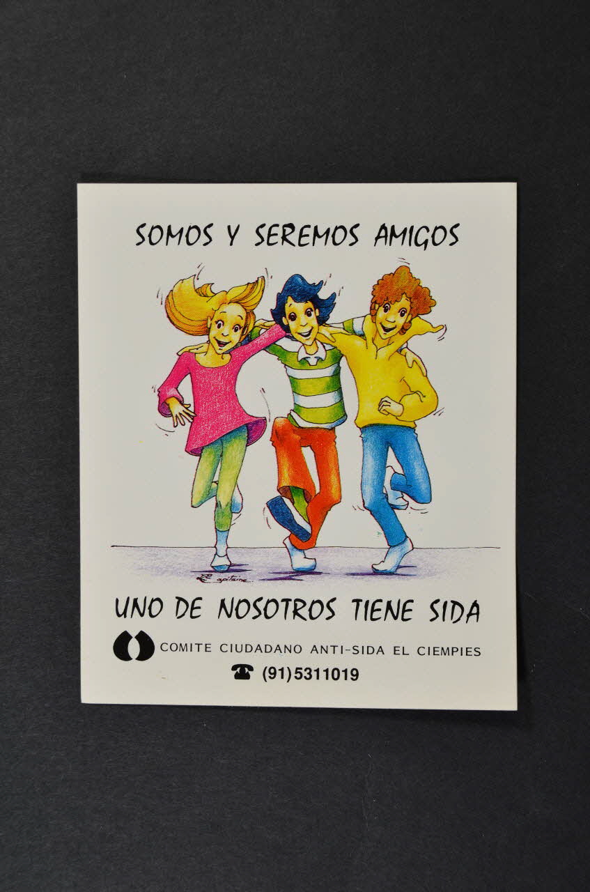 autocollant Somos y seremos amigos. Uno de nosotros tiene sida 2004.55.213 Photo Mucem