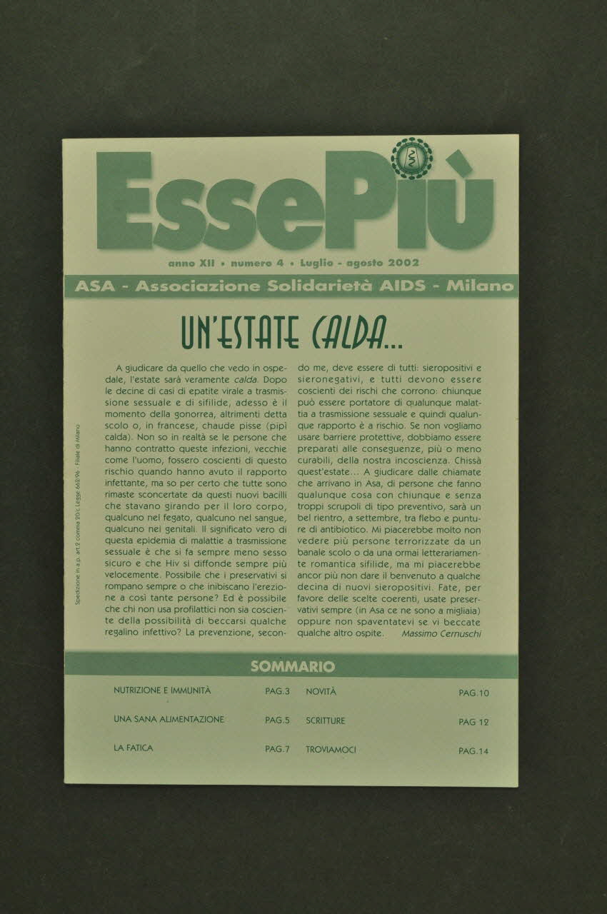 Associazione Solidarieta Aids (ASA) - Milano revue Italie 2002/8 2003.98.70 Photo Mucem