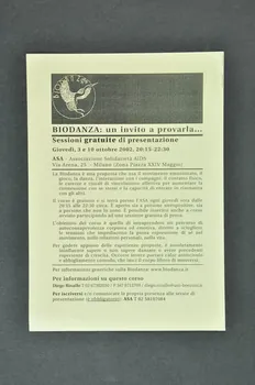 Associazione Solidarieta Aids (ASA) - Milano tract "Biodanza : un invito a provarla" (Bio danse. Une invitation à l'essayer) Italie 2002/10 2003.98.81  Photo Mucem