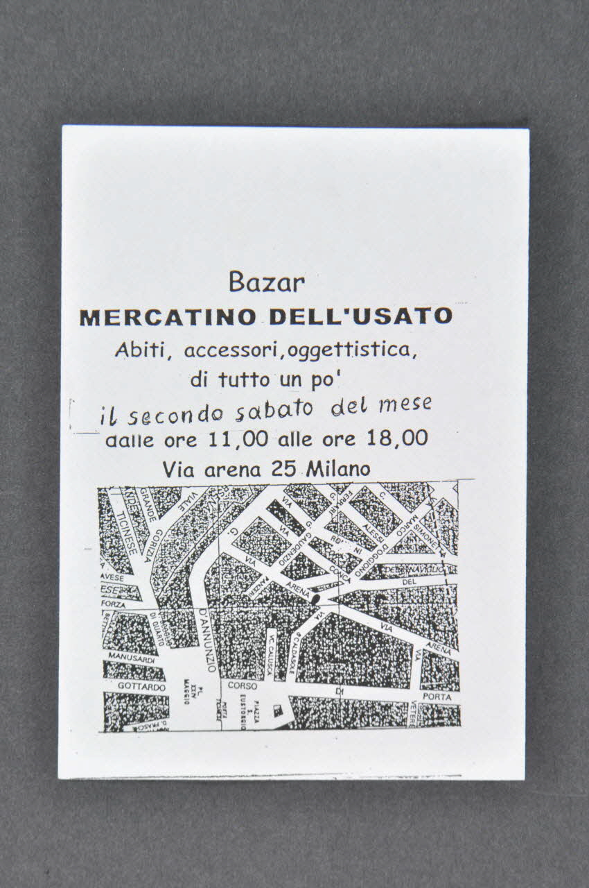 Associazione Solidarieta Aids (ASA) - Milano tract "Bazar Mercatino dell' Usato" (Bazar. Petit marché des objets usagés) Italie 2003/5 2003.98.83 Photo Mucem