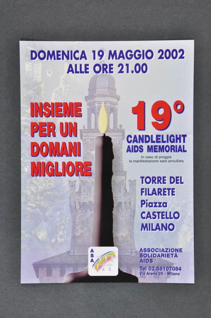 Associazione Solidarieta Aids (ASA) - Milano tract " 19° candlelight aids memorial" Italie 2002/5/19 2003.98.88 Photo Mucem