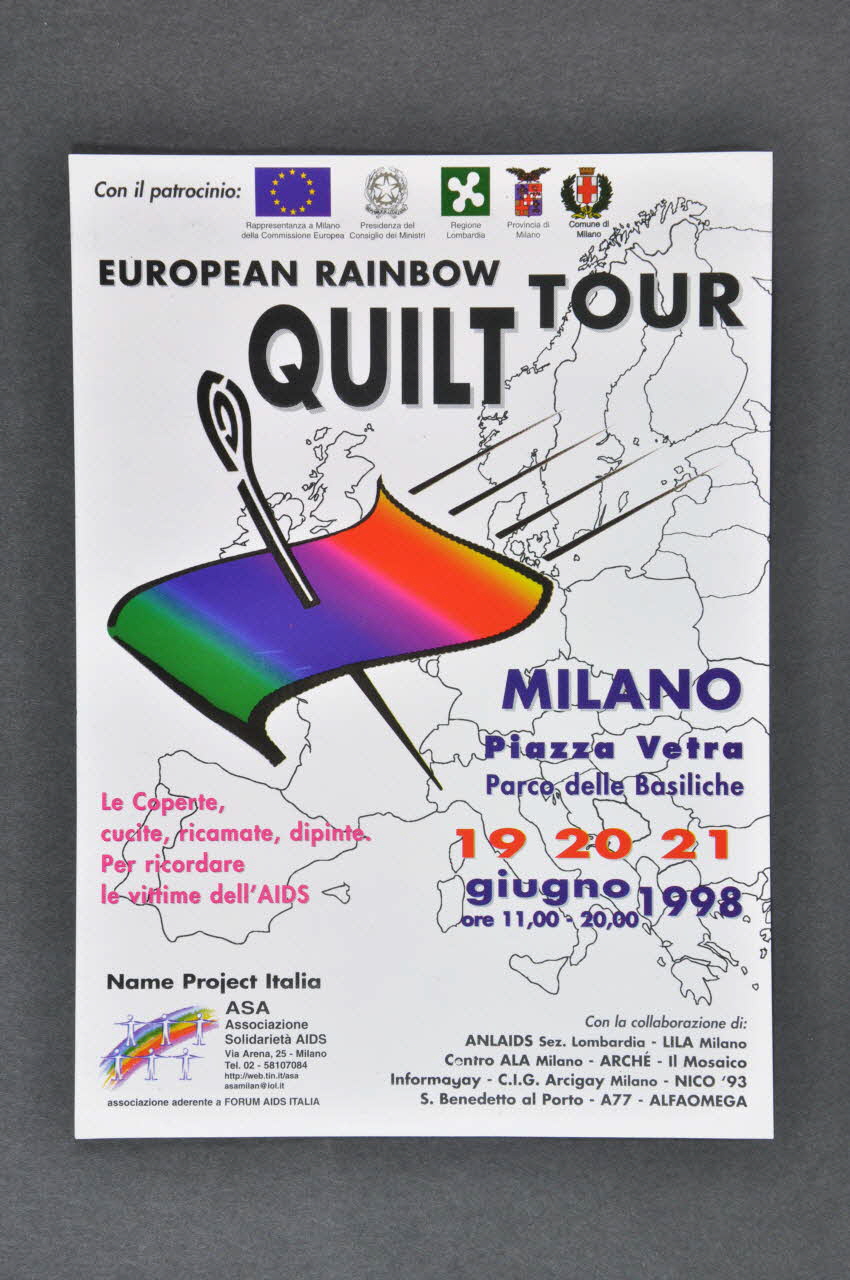 Associazione Solidarieta Aids (ASA) - Milano tract " European rainbow Quilt Tour" Italie 1998 2003.98.89 Photo Mucem
