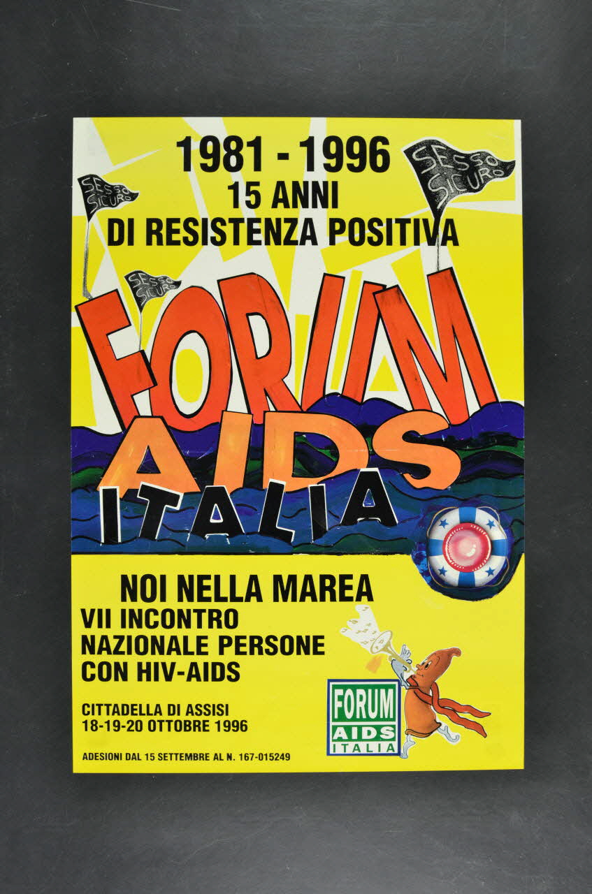 Forum Aids Italia affiche "1981-1996 15 anni di resistenza positiva" (1981-1996. 15 ans de résistance positive) Italie 1996 2003.98.9 Photo Mucem