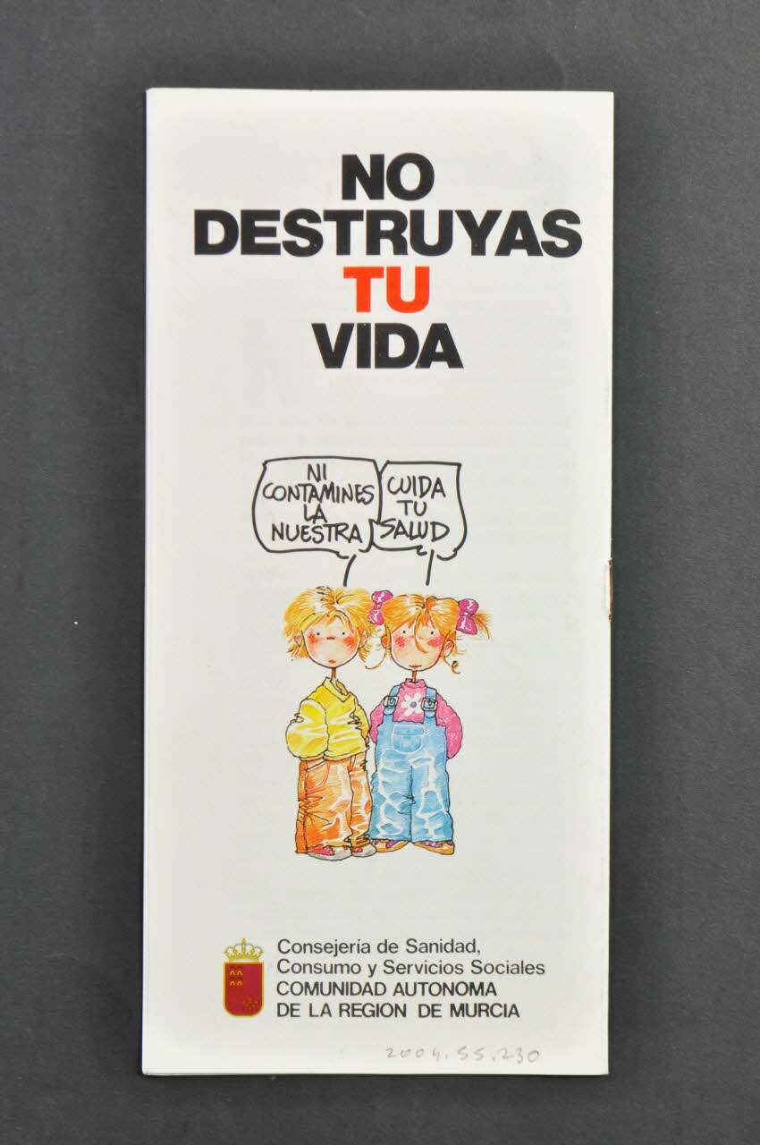 Commune Autonome De Murcia, Conseil De La Santé BROCHURE "Que son las drogas ? / No destruyas tu vida" (Qu'est-ce que les drogues ? Ne détruis pas ta vie) Espagne 1984 2004.55.230 Photo Mucem