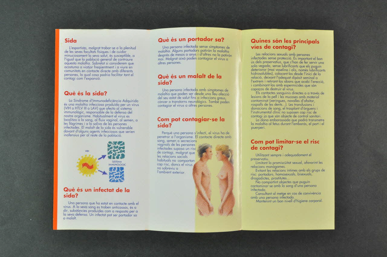 Généralité De Catalogne, Département Des Sports Dépliant "Busca't la vida. SIDA" (Protège-toi la vie. Sida) Espagne 1990 2004.55.28  Photo Mucem