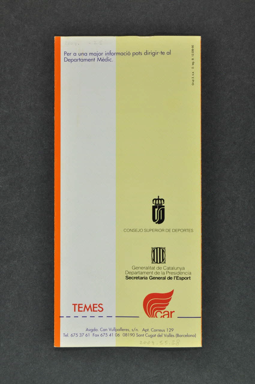 Généralité De Catalogne, Département Des Sports Dépliant "Busca't la vida. SIDA" (Protège-toi la vie. Sida) Espagne 1990 2004.55.28  Photo Mucem