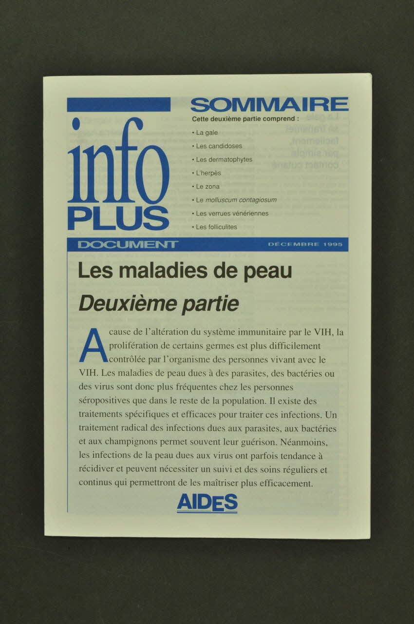 AIDES revue "AIDES Info plus : Les maladies de peau. Deuxième partie" France 1995/12 2003.99.115 Photo Mucem