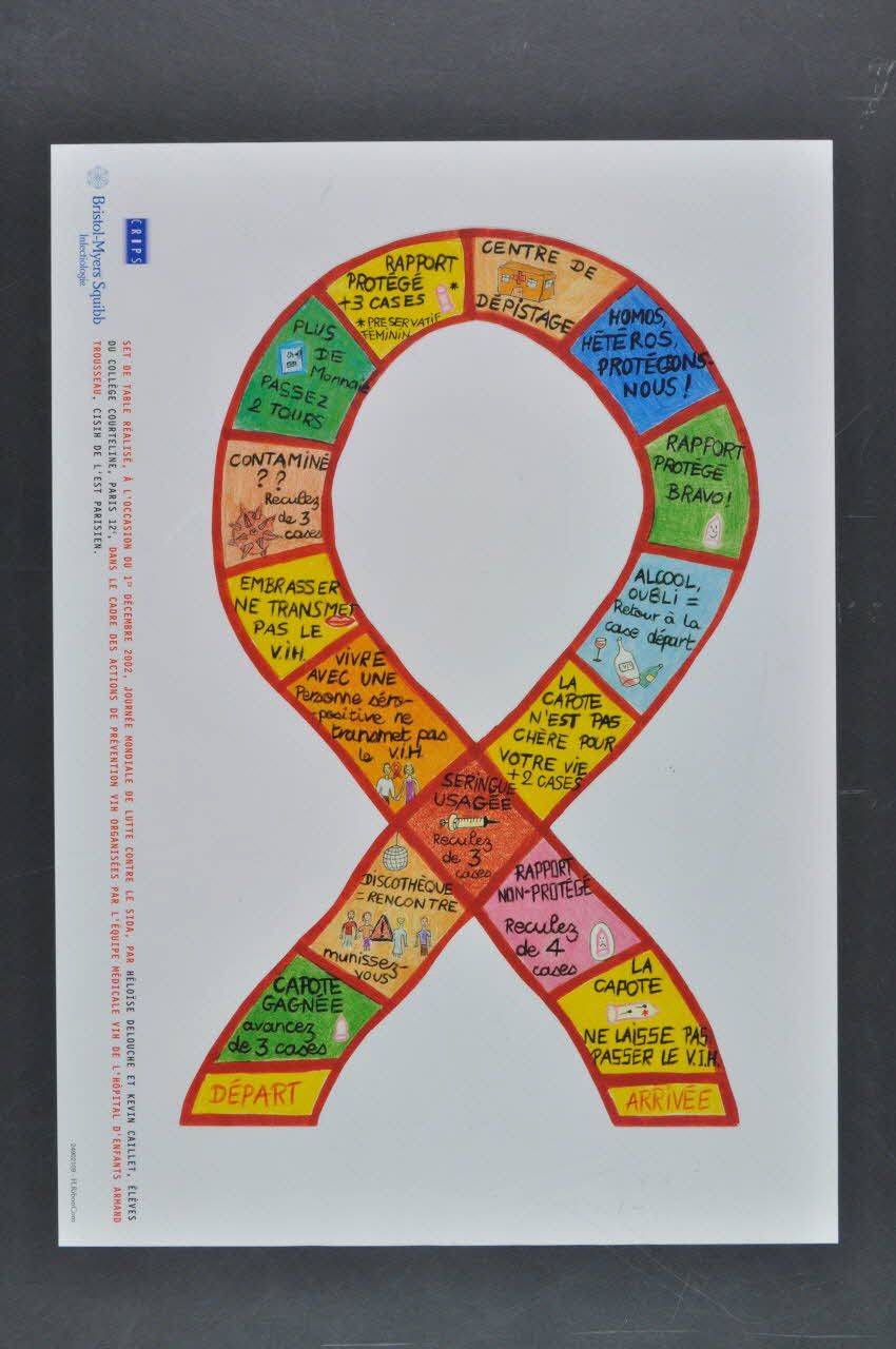 Collège Courteline Paris 12° / Hôpital Armand set de table Set de table ruban rouge, jeu de l'oie Île-de-France, France 2002 2003.99.126 Photo Mucem