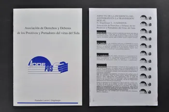 Asociacion De Derechos Y Deberes De Los Positivos BROCHURE Asociacion de Derechos y deberes de los positivos y portadores del virus del Sida Espagne 1991/9 2004.55.41.1-2  Photo Mucem