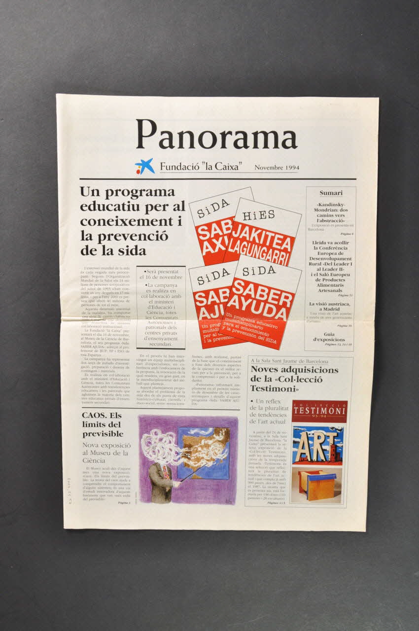 Fundacio "La Caixa" revue "Panorama", novembre 1994 "Un programa educatiu per al coneixement i la prevencio de la sida" (Un programme éducatif pour la connaissance et la prévention du sida) Espagne 1994/11 2004.55.57 Photo Mucem