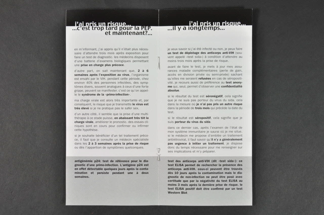 BROCHURE "Gère tes risques" : dépistage Lorraine, France 2000/5 2003.99.37 Photo Mucem