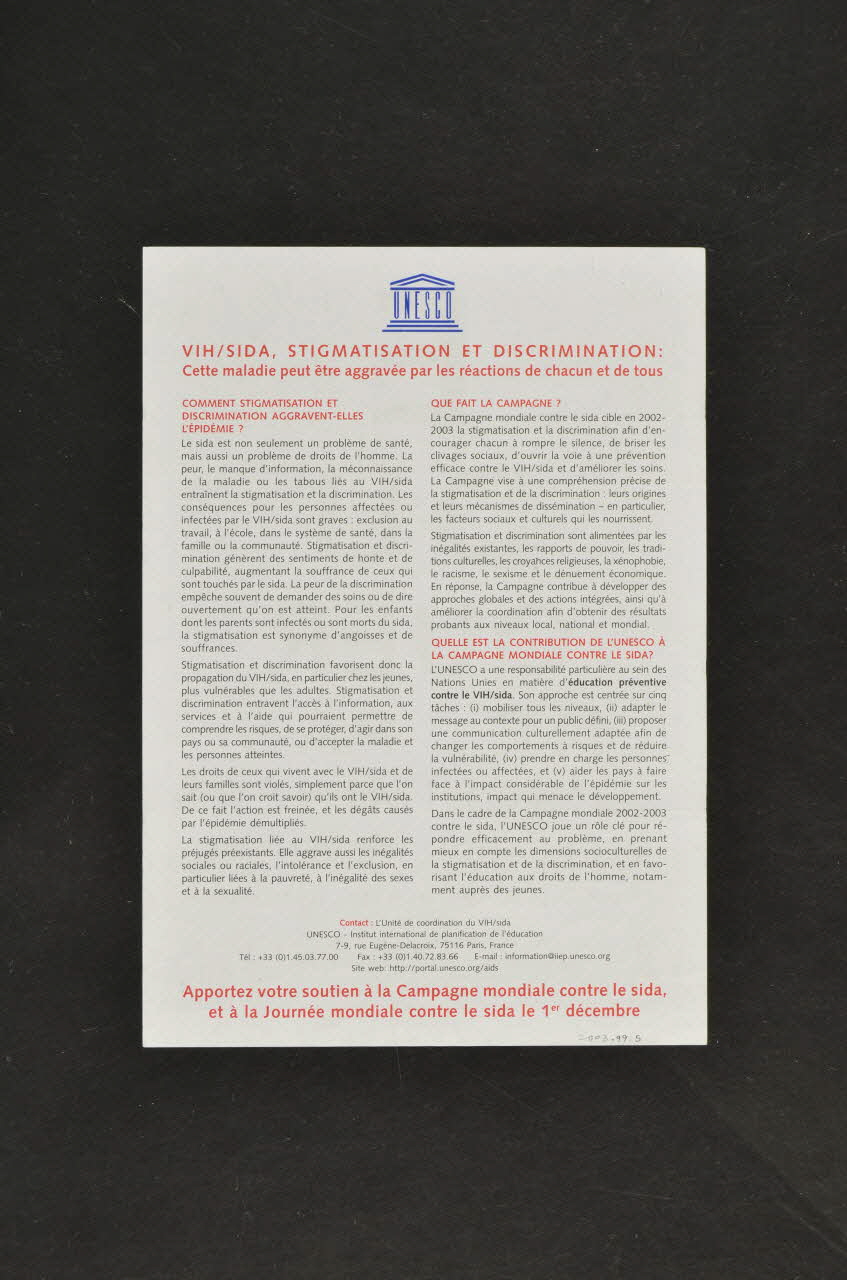 Unesco affichette "Eduquer. ne pas discriminer" France 2002 2003.99.5 Photo Mucem