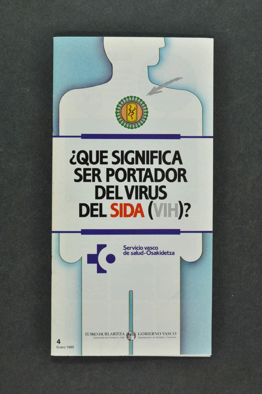 Gouvernement Basque / Service De Santé Dépliant "Que significa ser portador del virus del sida (VIH) ?"(en castillan et en basque) (Que signifie être porteur du virus du sida) Espagne 1989/1 2004.55.70 Photo Mucem