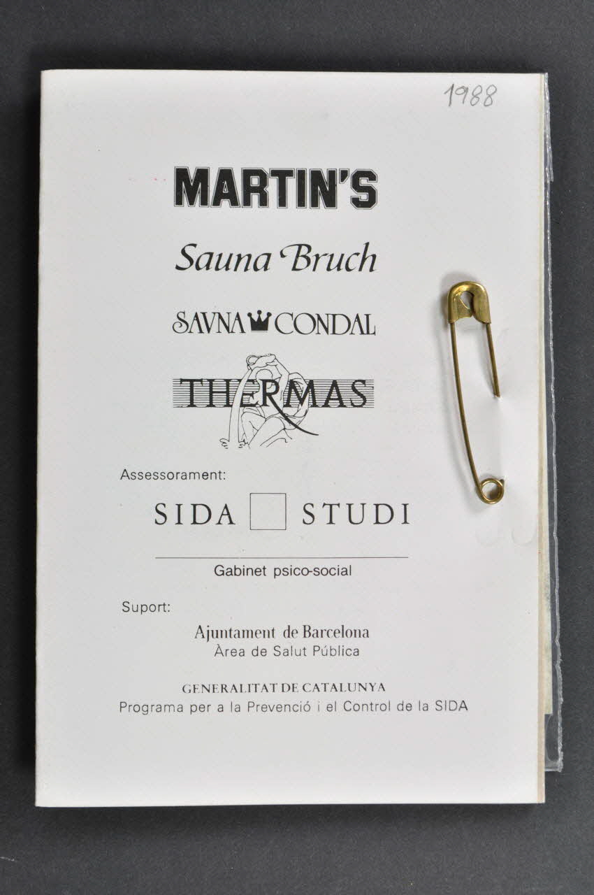 Sida Studi, Martin's Sauna Bruch, Generalitat De Dépliant "Sexo Seguro" (Sexe sûr) Espagne 1988 2004.55.71 Photo Mucem