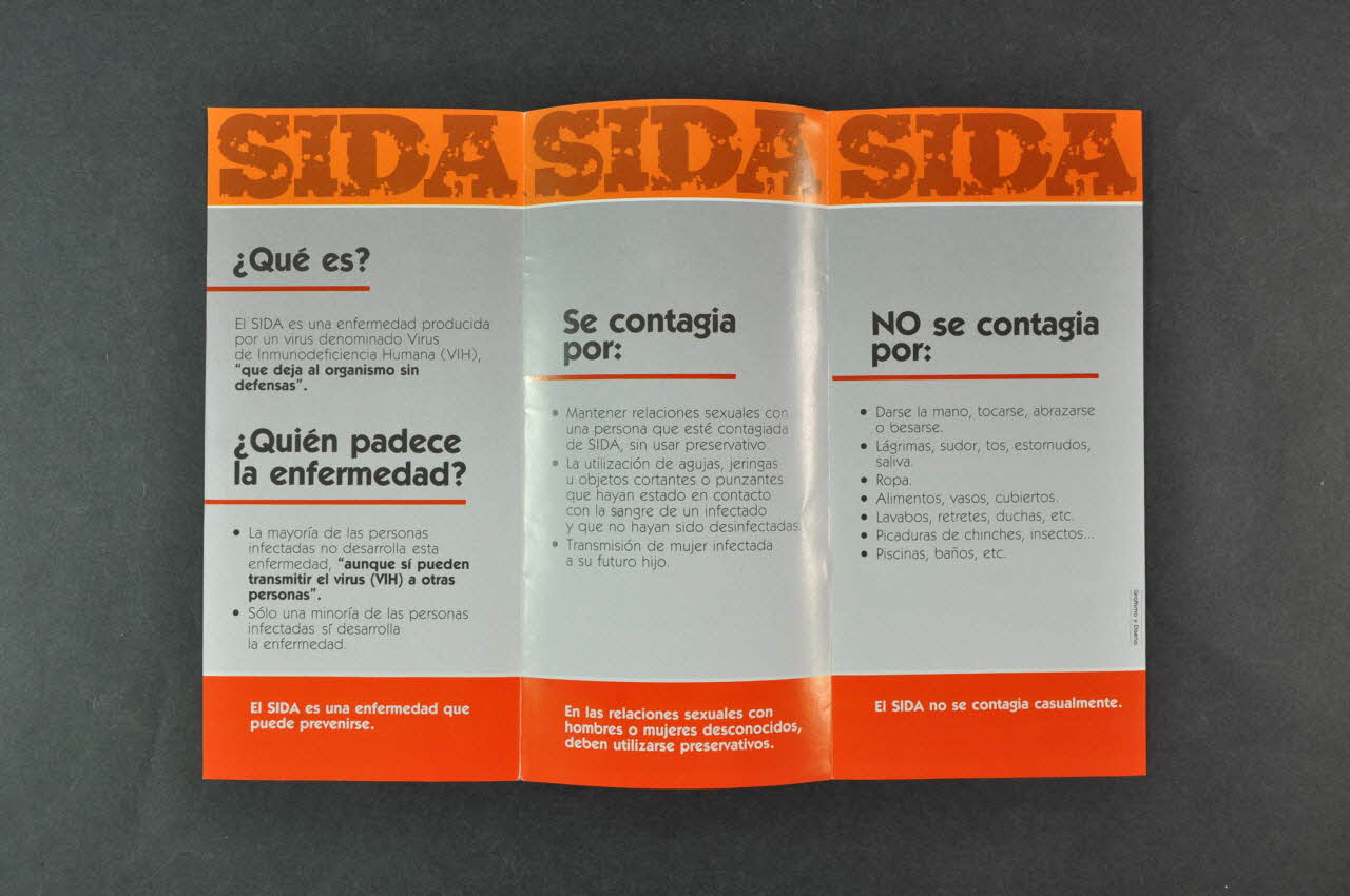 Espagne. Ministerio de sanidad y consumo Dépliant "SIDA. Que es el sida?" (Sida. Qu'est ce que le sida ?) Espagne 1989 2004.55.75 Photo Mucem