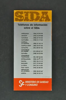 Espagne. Ministerio de sanidad y consumo Dépliant "SIDA. Que es el sida?" (Sida. Qu'est ce que le sida ?) Espagne 1989 2004.55.75 Photo Mucem
