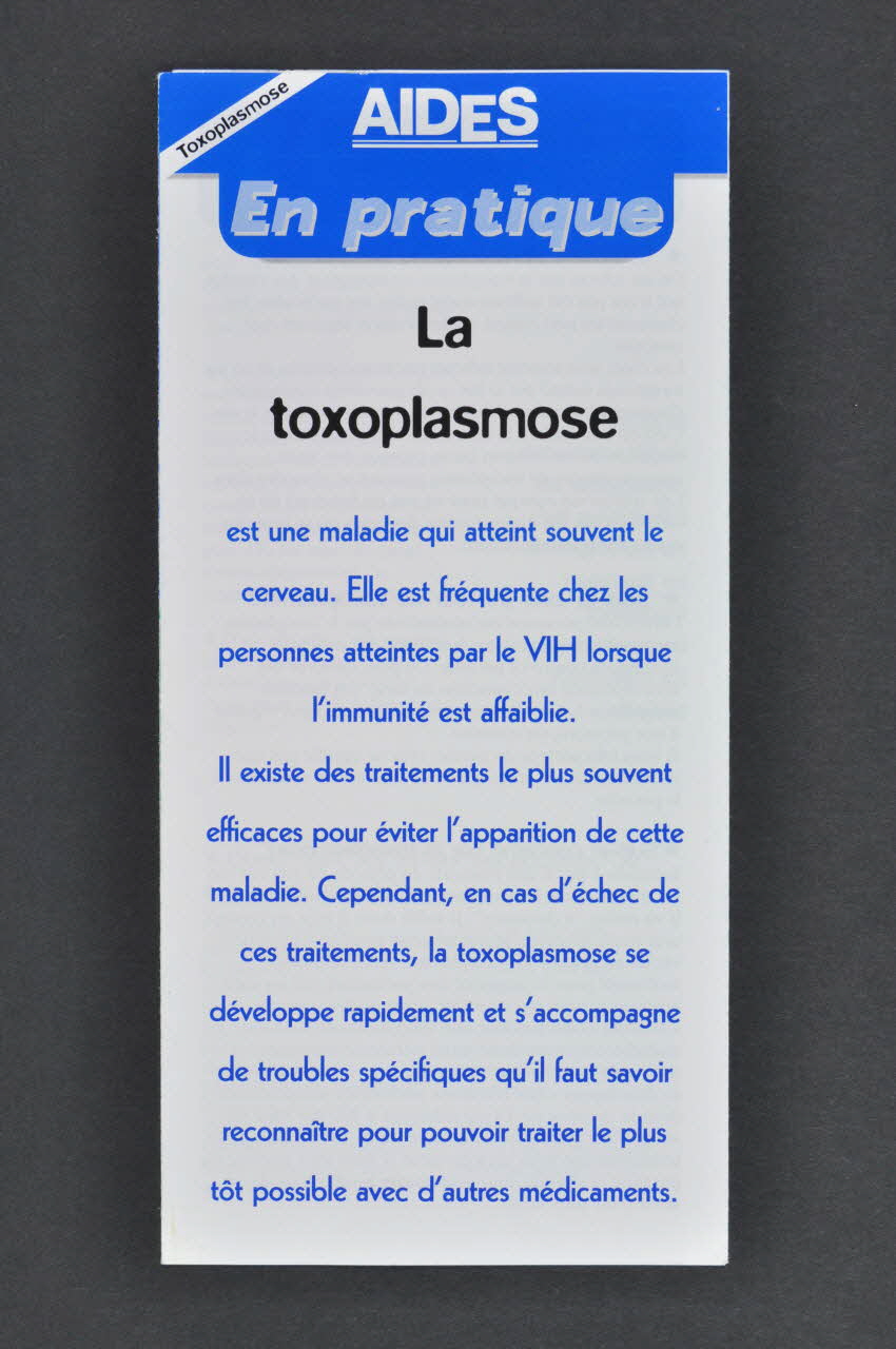 AIDES Dépliant "La toxoplasmose" France 1998 2003.99.66 Photo Mucem