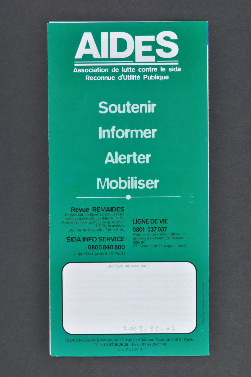 AIDES Dépliant "Les troubles de répartition des graisses" France 1999/12 2003.99.67 Photo Mucem