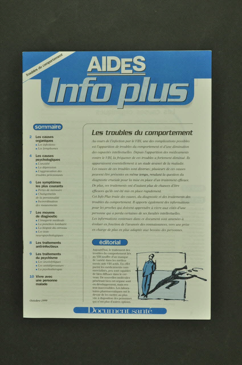 AIDES Revue associative "AIDES Info plus : Les troubles du comportement" France 1999/10 2003.99.77 Photo Mucem