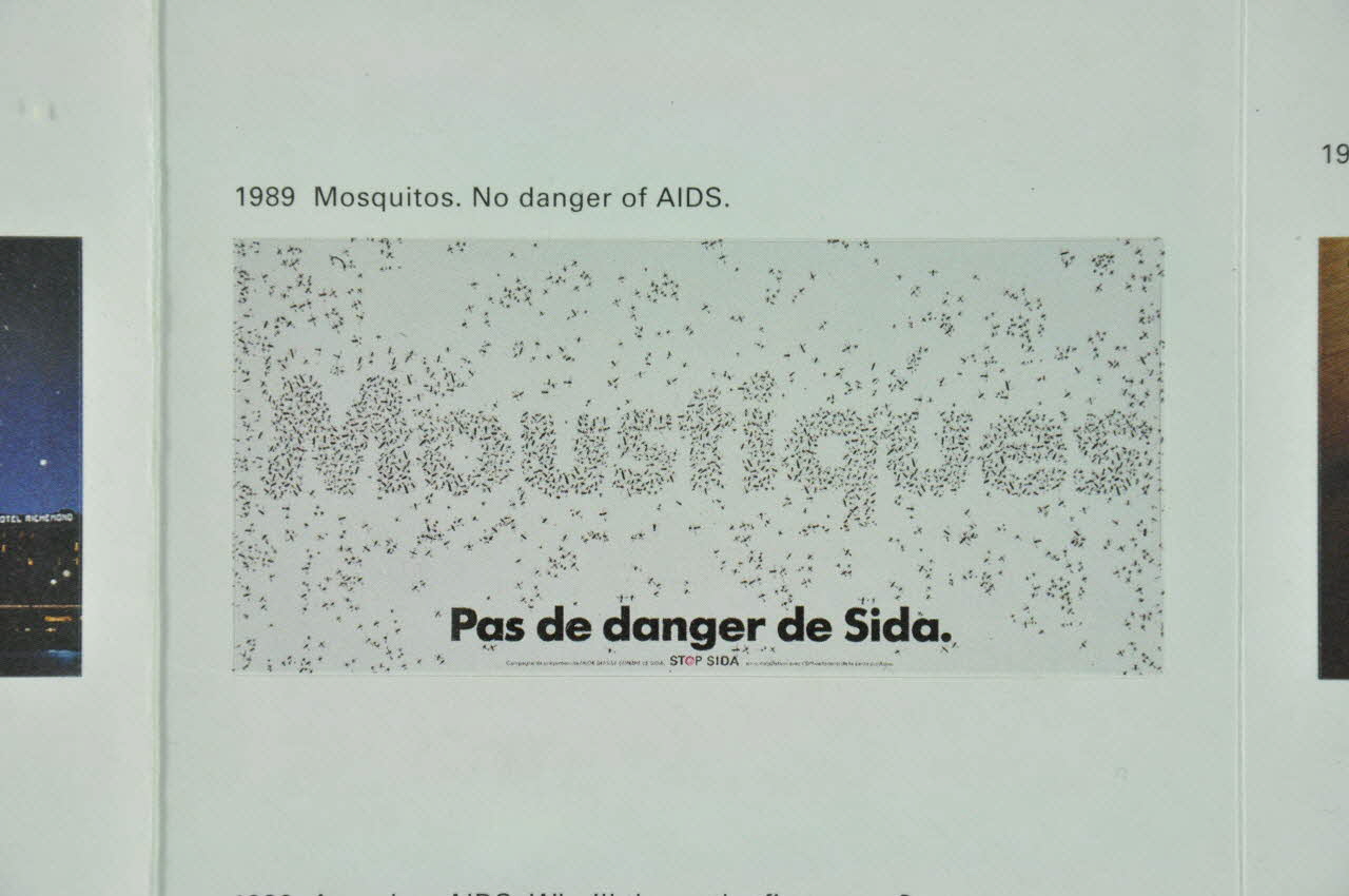 Aide Suisse Contre Le Sida (Ass) autocollant "Moustiques. Pas de danger de sida" (Dépliant : "Swiss AIDS prevention programme") Lorraine, France 1989 2004.56.11 Photo Mucem