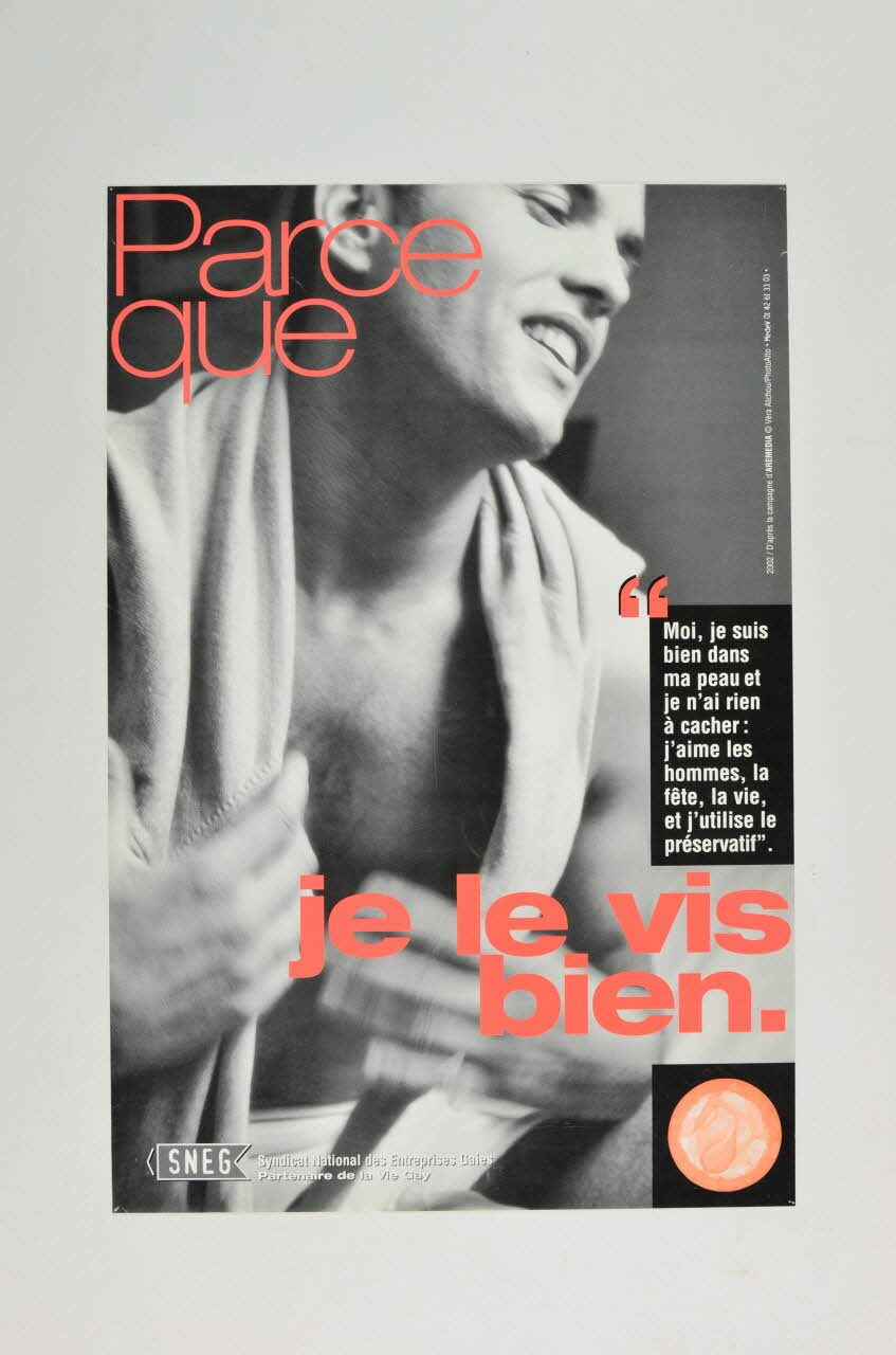 SNEG (Syndicat National des Entreprises Gaies) affiche "Parce que je le vis bien" France 2002 2003.99.8 Photo Mucem
