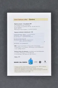 Groupe Sida Genève BROCHURE "Qui s'y frotte ne s'y pique pas forcément". Guide pratique pour les professions occasionnellement concernées par les personnes s'injectant des drogues" Lorraine, France 2001/5 2004.56.3  Photo Mucem