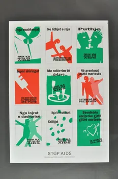 affiche "Nuk ka rrezik per AIDS..."  / Gjithmone me prezervativ" (Sans danger pour le sida ... / Toujours avec un préservatif ) (en albanais) 2004.56.33 Photo Mucem