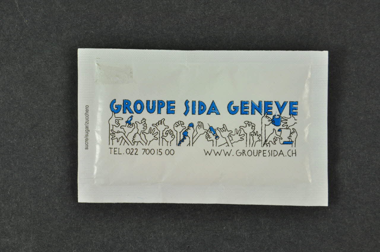 Groupe Sida Genève Sucre en poudre "Et si vous étiez une des deux personnes qui apprennent sa séropositivité cette semaine à Genève ?" Lorraine, France 2004 2004.56.82 Photo Mucem